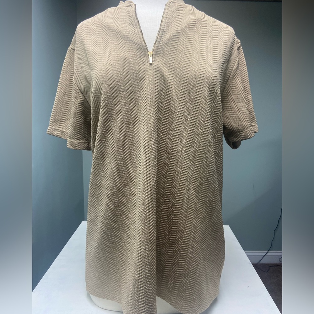Topman short sleeve quarter zip up shirt